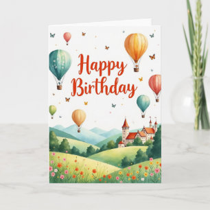 Cartão de Aniversário Caprichoso de Balão de Ar Qu