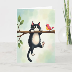 Cartão de Aniversário Caprichoso de Gato