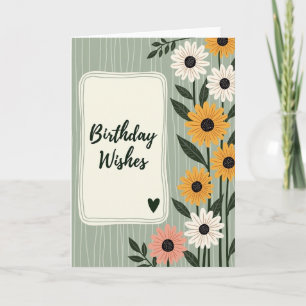 Cartão de Aniversário Caprichoso em Flor