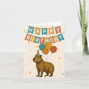 Cartão de Aniversário Capybara - Festa Cuja Festa 