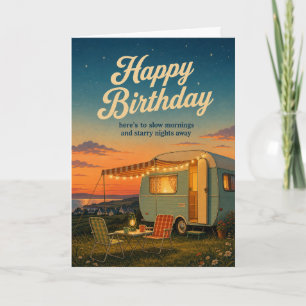 Cartão de Aniversário Caravan Sunset Caravanner
