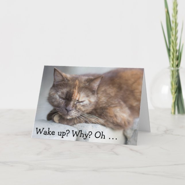 Cartão de Aniversário &Cat: Acordar para um Aniver (Frente)