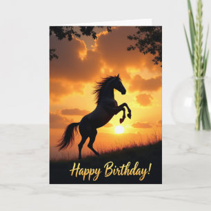 Cartão de Aniversário Cavalo Dourado