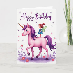 Cartão de Aniversário Cavalo Rosa Caprichoso