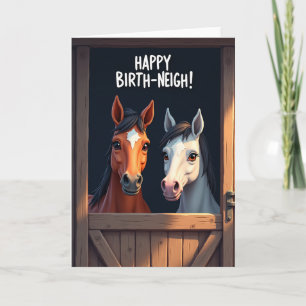 Cartão de Aniversário Cavalos Estáveis
