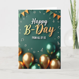 Cartão de Aniversário Celebração Azul Verde