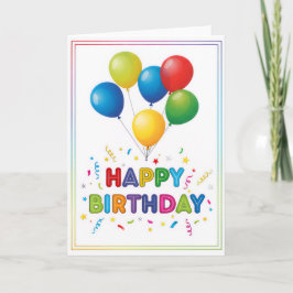 Cartão de Aniversário Celebração de Balão Arco-íri