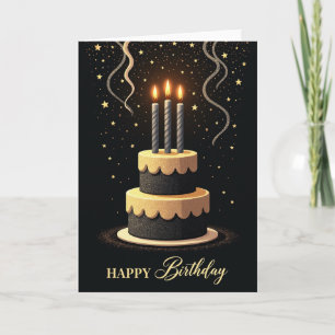 Cartão de Aniversário Celebração Dourada