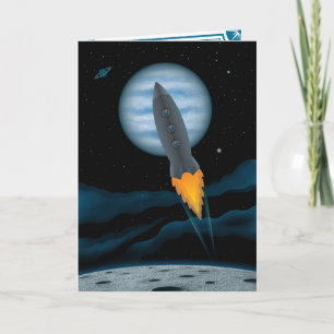 Cartão de Aniversário Cena da Nave Espacial Cósmic