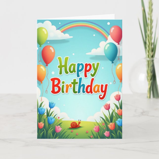 Cartão de Aniversário Céu Arco-íris (Frente)