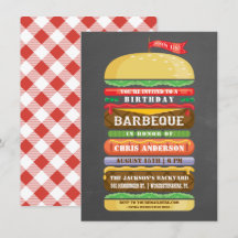 Cartão de Aniversário Chalkboard com Hambúrguer Em