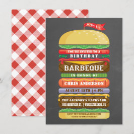 Cartão de Aniversário Chalkboard com Hambúrguer Em