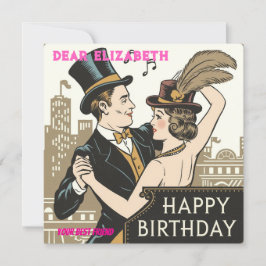 Cartão de Aniversário Charme Vintage Um Design Ate
