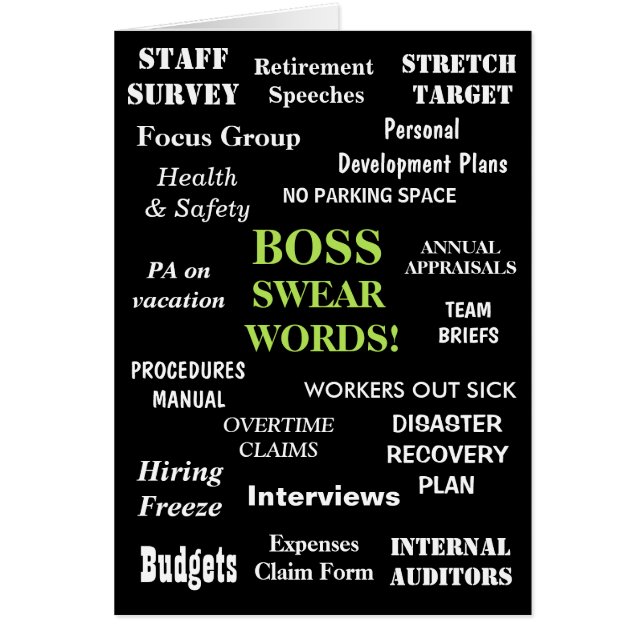 Cartão de Aniversário Chefe | Palavras Engraçadas (Frente)