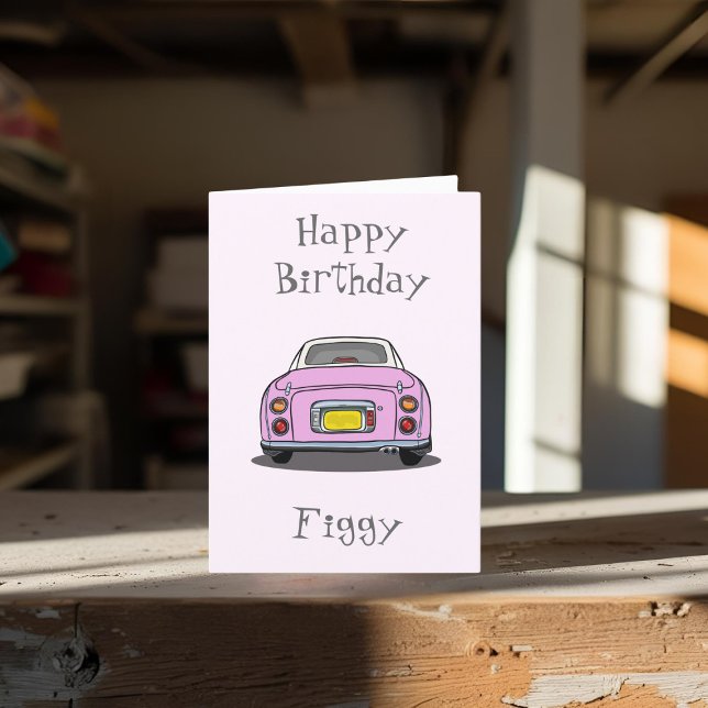Cartão de Aniversário Cinzento Figaro Rosa (A cute pink figaro birthday card to send to your pink figgy (or your pink figaro loving friend))