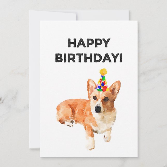 Cartão de Aniversário Clássico Corgi (Frente)