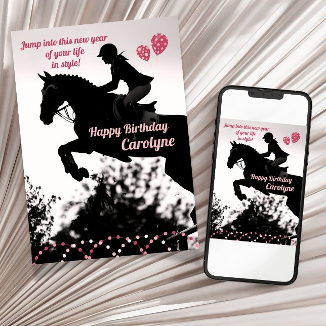 Cartão de Aniversário Clássico de Disparo para Men (Classy Showjumping Birthday Card for Girls)