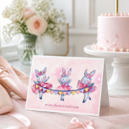 Cartão de Aniversário Coelhinhas Bailarinas Rosa