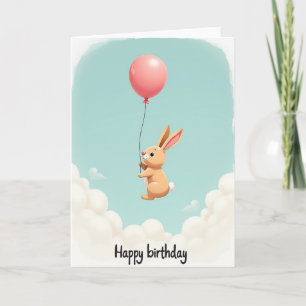 Cartão de Aniversário Coelhinho Balão Alegre