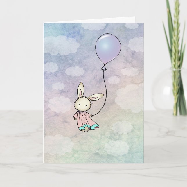 Cartão de Aniversário Coelho Feliz (Frente)