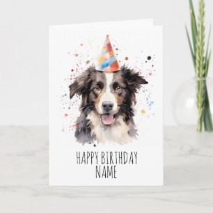Cartão de Aniversário Collie de Borda de Água