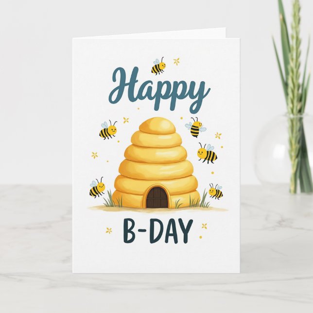 Cartão de Aniversário Colmeia Dourada (Frente)