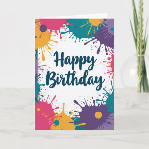 Cartão de Aniversário Colorido Artístico