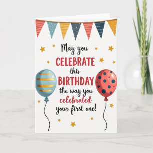 Cartão de Aniversário Colorido Bunting
