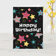 Cartão de Aniversário Colorido com Estrelas para C