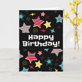 Cartão de Aniversário Colorido com Estrelas para C