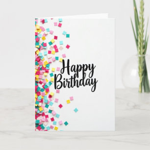Cartão de Aniversário Colorido com Quadrados
