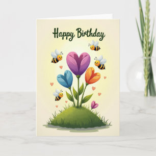 Cartão de Aniversário Colorido em Flor