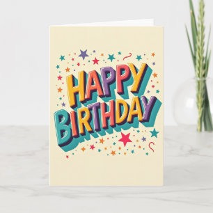 Cartão de Aniversário Colorido Empilhado