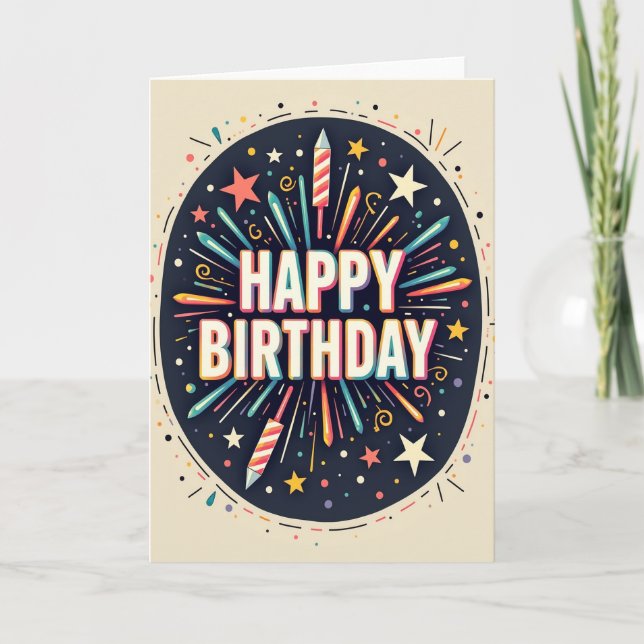 Cartão de Aniversário Colorido Explosão (Frente)