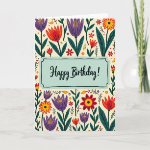 Cartão de Aniversário Colorido Florescer