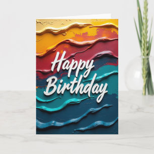 Cartão de Aniversário Colorido Ondulado