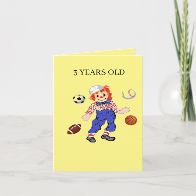 Cartão de Aniversário com 3 anos (Frente)