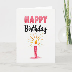 Cartão de Aniversário com Aquarela Rosa