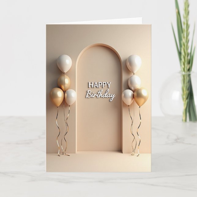 Cartão de Aniversário com Arco Dourado (Frente)