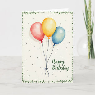 Cartão de Aniversário com Arte de Balões Doces