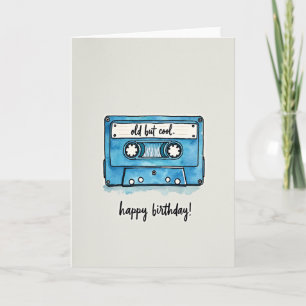 Cartão de Aniversário com Arte de Cassete Retrô