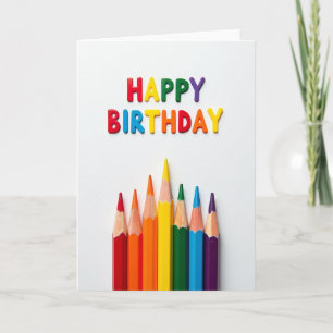 Cartão de Aniversário com Arte de Lápis Alegre