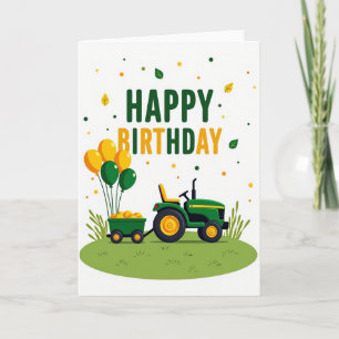 Cartão de Aniversário com Arte de Trator