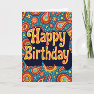 Cartão de Aniversário com Arte Retro