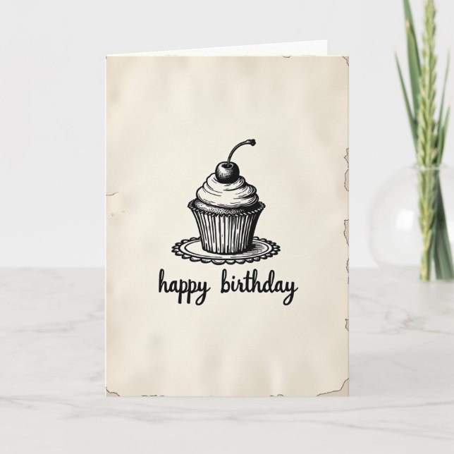 Cartão de Aniversário com Arte Vintage (Frente)