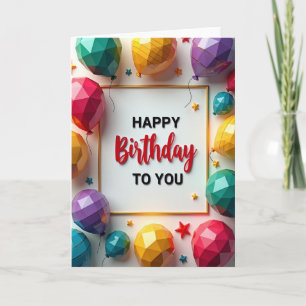 Cartão de Aniversário com Balões de Gema