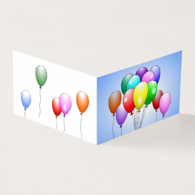 Cartão de Aniversário com Balões Dobrados (Exterior)