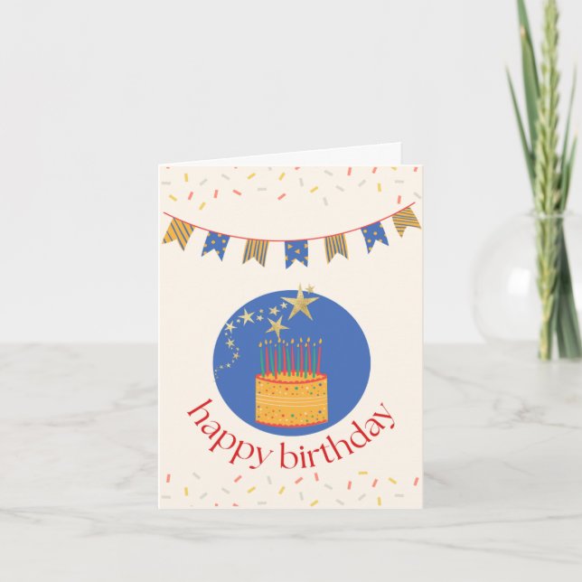 Cartão de aniversário com balões e velas (Frente)