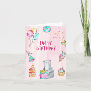 Cartão de aniversário com balões e velas