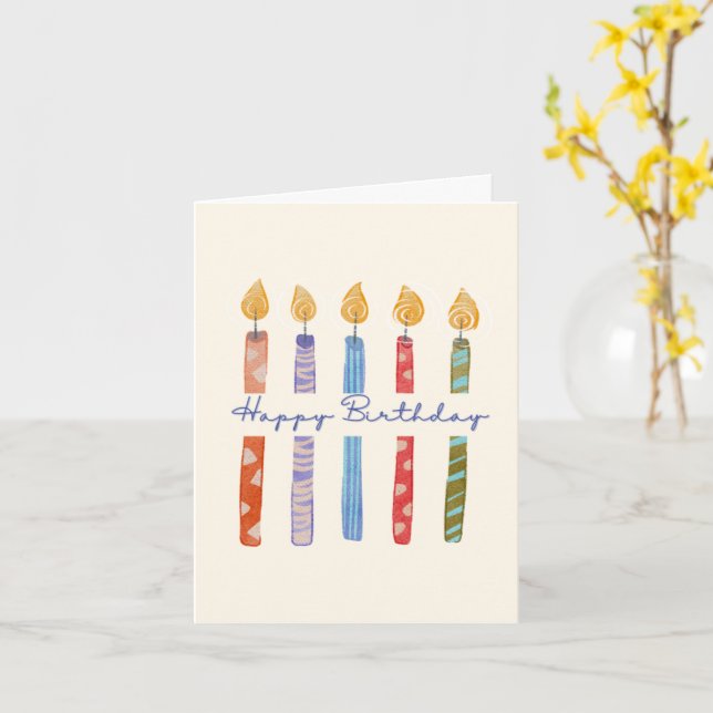 Cartão de aniversário com balões e velas (Flor Amarela)